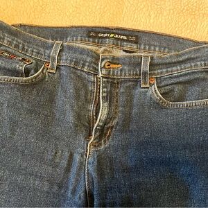 DKNY Straight Leg Dark Blue Denim Jeans with Contrast Stitching